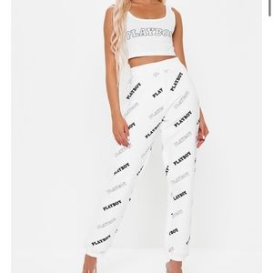 Missguided x Playboy White Joggers